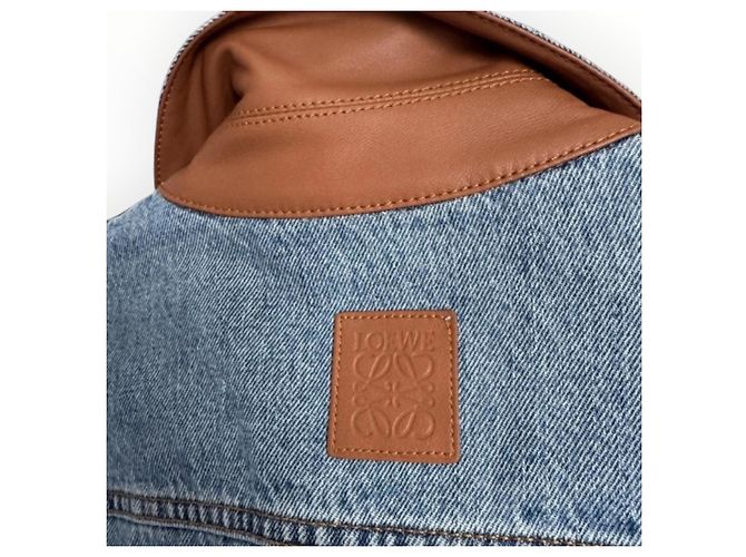 Loewe Anagram Jeansjacke mit Lederdetails Blau - Ansicht 18