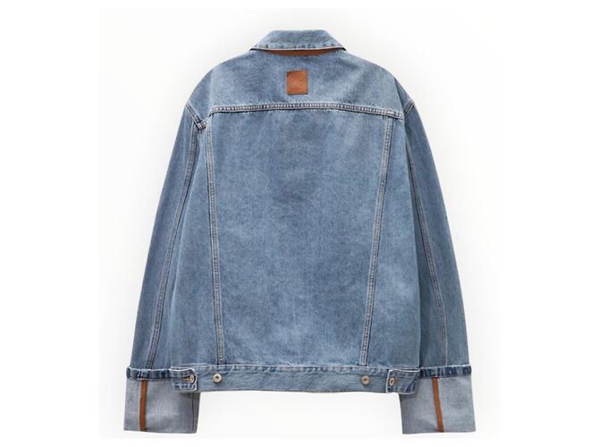 Loewe Anagram Jeansjacke mit Lederdetails Blau - Ansicht 2
