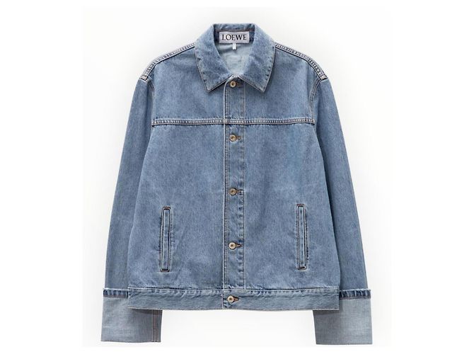 Loewe Anagram Jeansjacke mit Lederdetails Blau - Ansicht 3