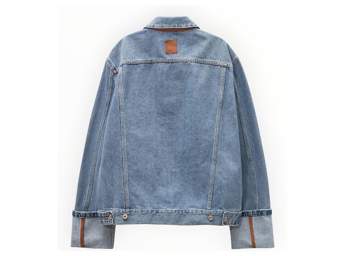 Loewe Anagram Jeansjacke mit Lederdetails Blau - Ansicht 4
