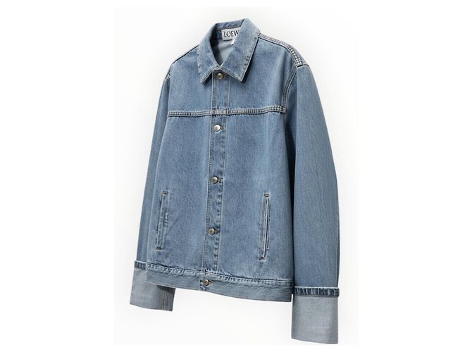 Loewe Anagram Jeansjacke mit Lederdetails Blau - Ansicht 5