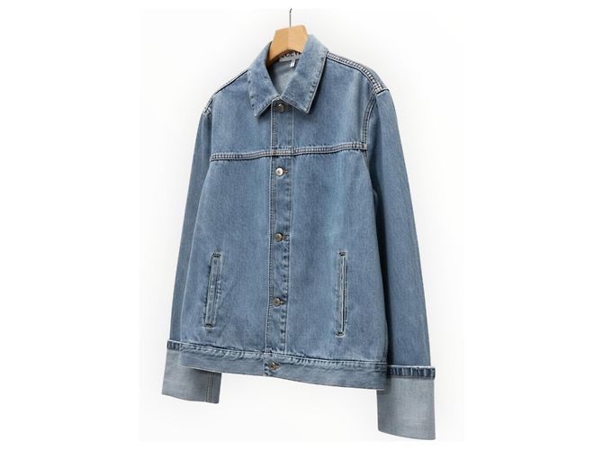 Loewe Anagram Jeansjacke mit Lederdetails Blau - Ansicht 6
