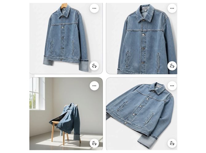Loewe Anagram Jeansjacke mit Lederdetails Blau - Ansicht 9