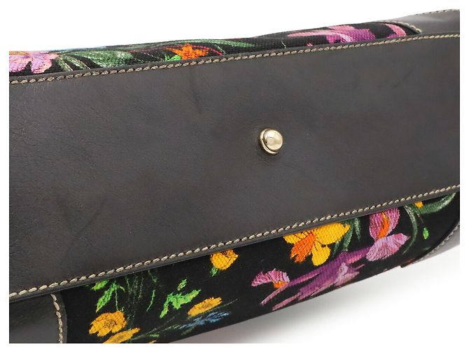 Gucci Flora Tote Bag Black Multi Color Canvas and Leather Multiple colors - view 10