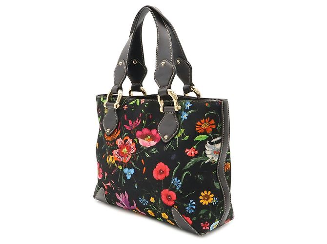 Gucci Flora Tote Bag Black Multi Color Canvas and Leather Multiple colors - view 3