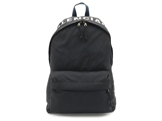Balenciaga Wheel Rucksack aus Nylon-Canvas Schwarz Weiß Marineblau - Ansicht 2