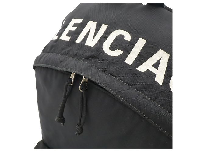 Balenciaga Wheel Rucksack aus Nylon-Canvas Schwarz Weiß Marineblau - Ansicht 8