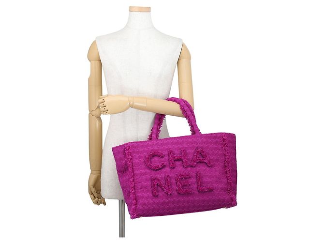 Borsa Tote Chanel in tweed viola Porpora - vista 4