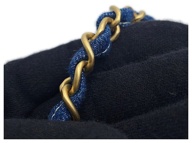 Bolsa de ombro Chanel Matelassé em denim Azul marinho - vista 10