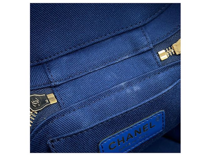 Bolsa de ombro Chanel Matelassé em denim Azul marinho - vista 12