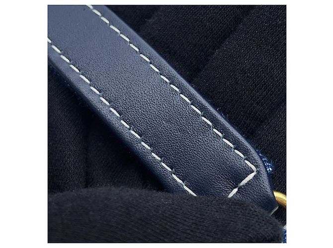 Bolsa de ombro Chanel Matelassé em denim Azul marinho - vista 15