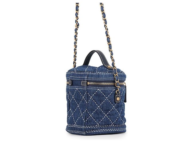 Bolsa de ombro Chanel Matelassé em denim Azul marinho - vista 2