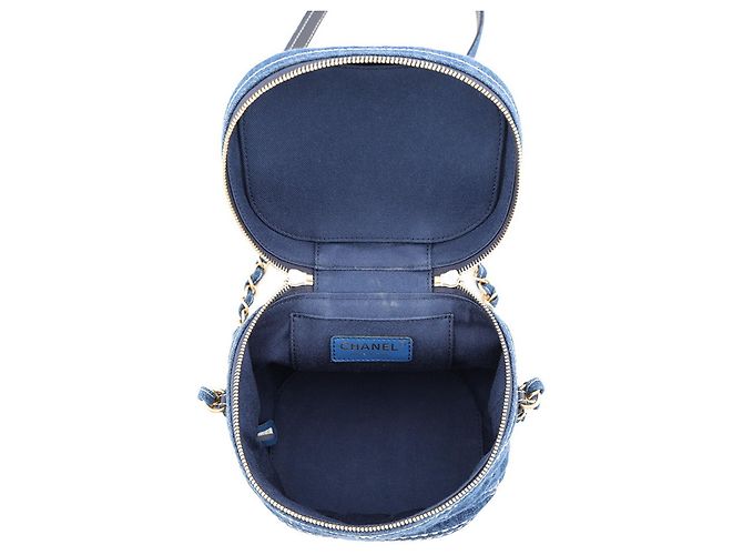 Bolsa de ombro Chanel Matelassé em denim Azul marinho - vista 6