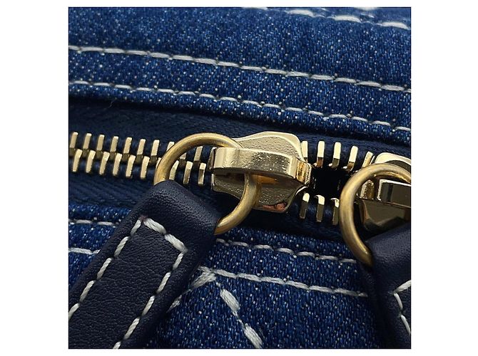 Bolsa de ombro Chanel Matelassé em denim Azul marinho - vista 9