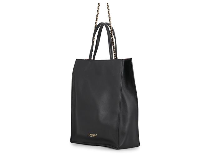 Chanel Tote Bag aus schwarzem Kalbsleder - Ansicht 2