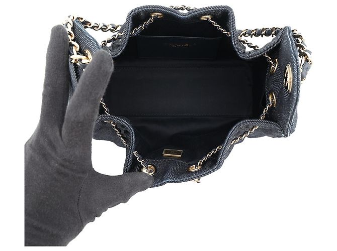 Sac à épaule mini à chaîne en denim Chanel Noir - vue 5