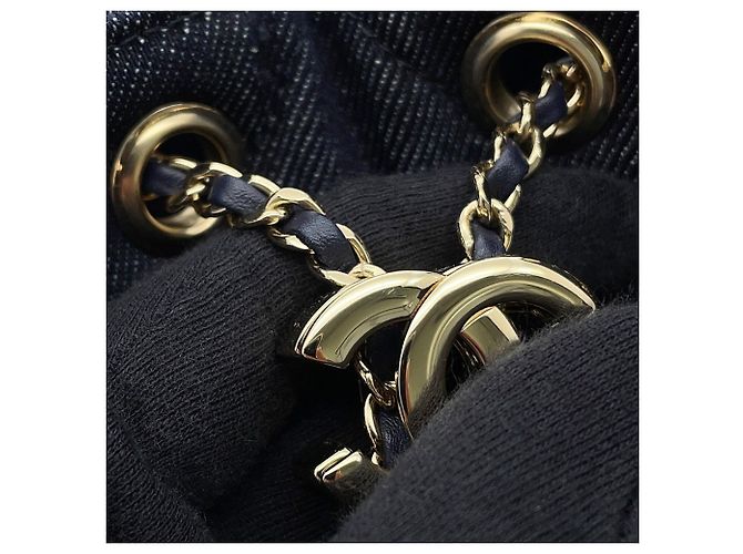Sac à épaule mini à chaîne en denim Chanel Noir - vue 9