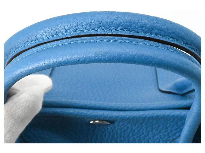 Hermès Borsa a mano HERMES Garden TPM 30 in pelle Negonda Blu - vista 7