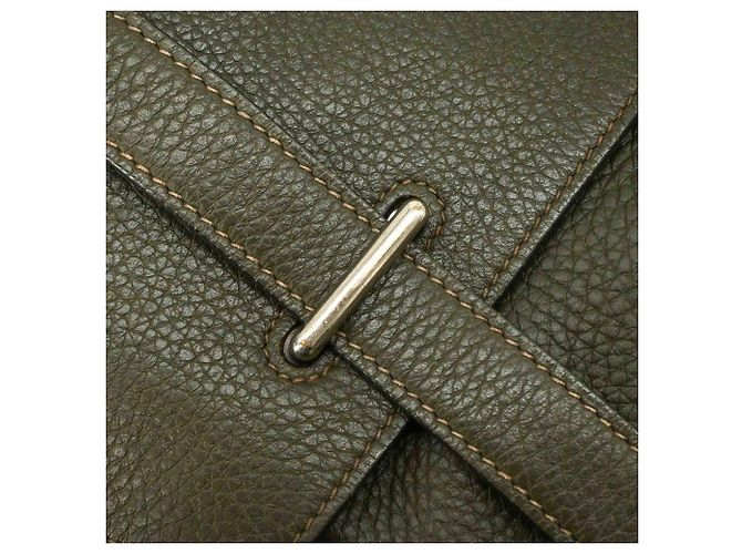 Hermès Sac à épaule Hermes Steve Buzas 35 Vert Kaki - vue 14