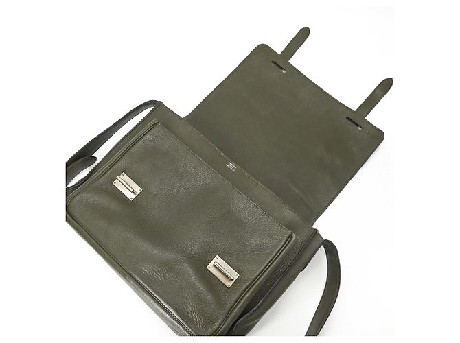 Hermès Sac à épaule Hermes Steve Buzas 35 Vert Kaki - vue 6