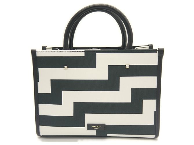 Jimmy Choo Avenue Small Tote Bag/Shoulder Bag Preto Branco - vista 2