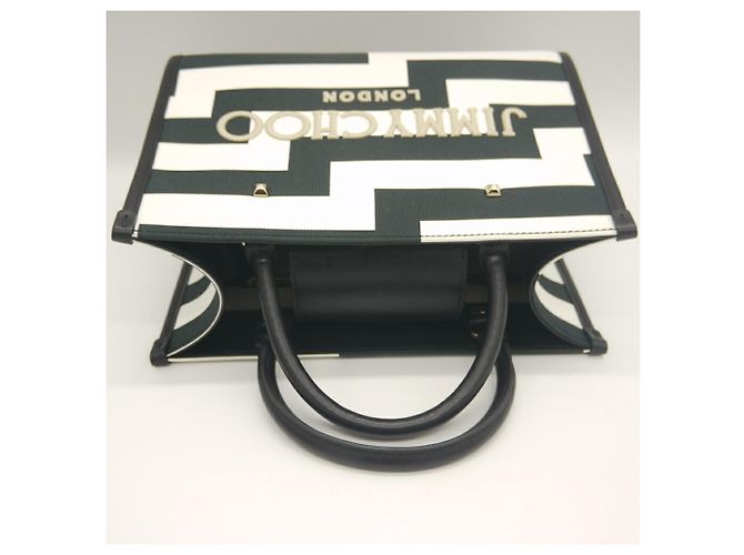 Jimmy Choo Avenue Small Tote Bag/Shoulder Bag Preto Branco - vista 6