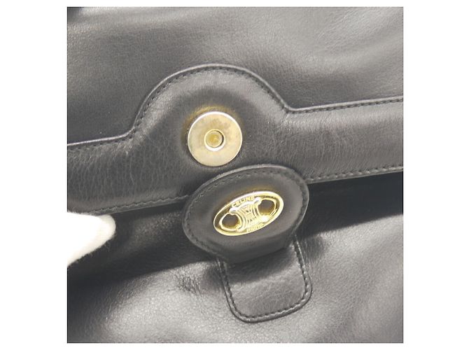 Céline Pochette Celine Blazon en cuir Noir - vue 8