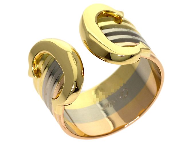 Anello Cartier 2C Band in oro giallo bianco e rosa - vista 2