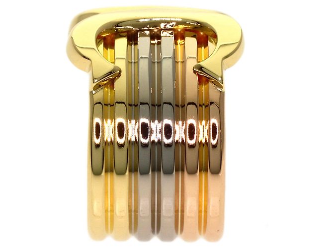 Anello Cartier 2C Band in oro giallo bianco e rosa - vista 3
