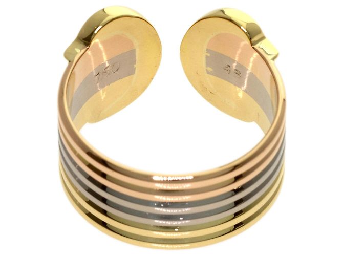 Anello Cartier 2C Band in oro giallo bianco e rosa - vista 4