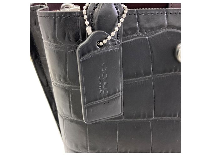Bolsa de mão em couro 2-Way Coach Preto - vista 10