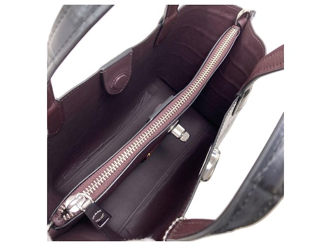 Bolsa de mão em couro 2-Way Coach Preto - vista 6