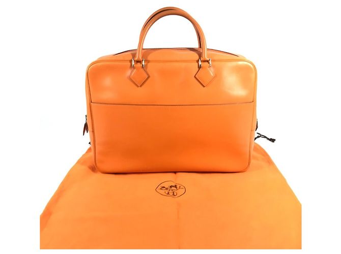 Hermès Saco Tote Hermes Plume Dog 38 Laranja - vista 18
