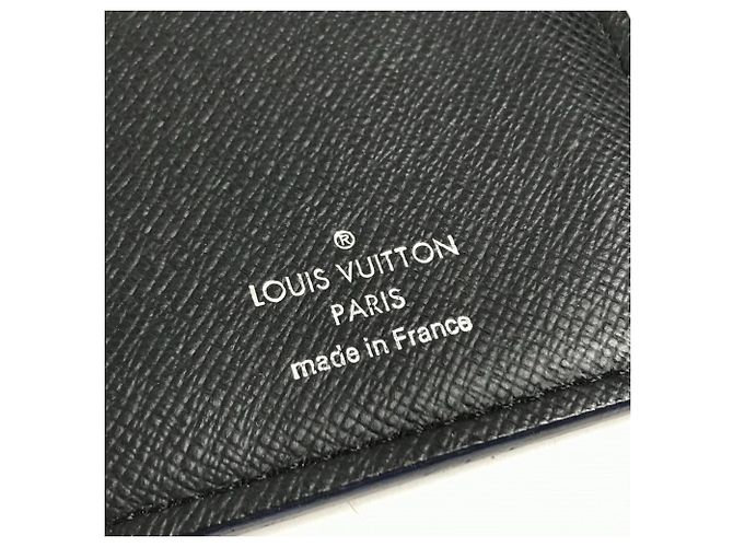 Louis Vuitton Taiga Portefeuille Brazza Bicolor Long Wallet Nero Blu - vista 10