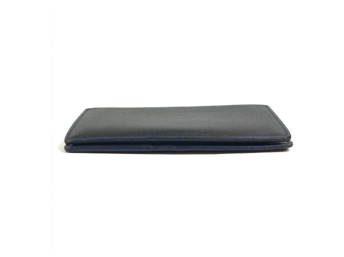 Louis Vuitton Taiga Portefeuille Brazza Bicolor Long Wallet Nero Blu - vista 5