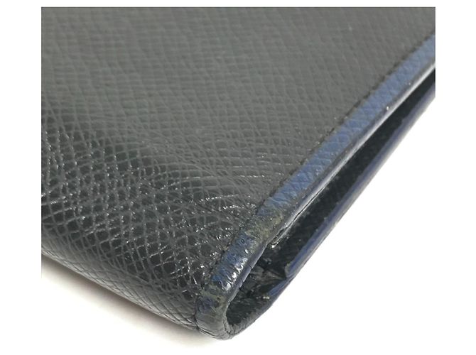 Louis Vuitton Taiga Portefeuille Brazza Bicolor Long Wallet Nero Blu - vista 7