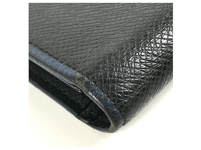 Louis Vuitton Taiga Portefeuille Brazza Bicolor Long Wallet Nero Blu - vista 8