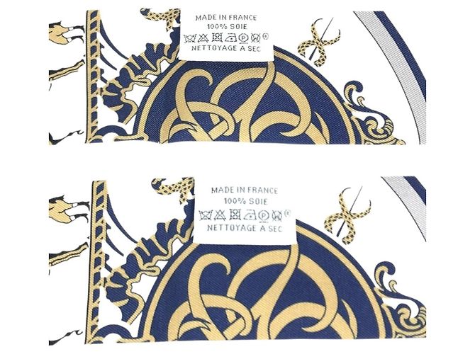 Hermès Set di foulard Twilly Bandeau HERMES Bianco Blu navy - vista 13