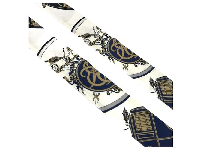 Hermès Set di foulard Twilly Bandeau HERMES Bianco Blu navy - vista 3