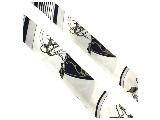 Hermès Set di foulard Twilly Bandeau HERMES Bianco Blu navy - vista 4
