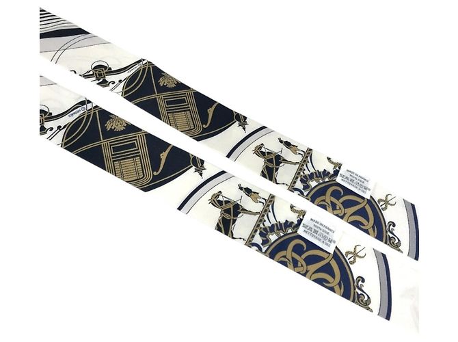 Hermès Set di foulard Twilly Bandeau HERMES Bianco Blu navy - vista 7