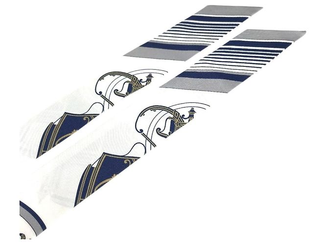 Hermès Set di foulard Twilly Bandeau HERMES Bianco Blu navy - vista 9