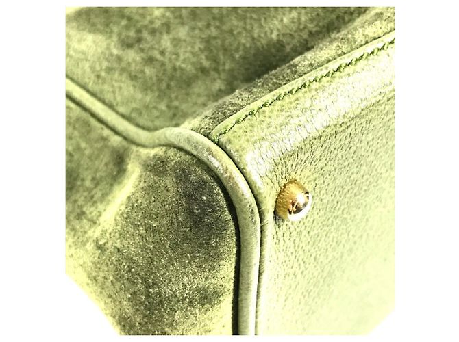 Borsa a spalla Gucci Vintage Bamboo in camoscio Verde - vista 11