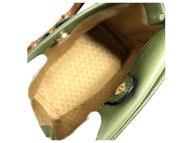 Borsa a spalla Gucci Vintage Bamboo in camoscio Verde - vista 13