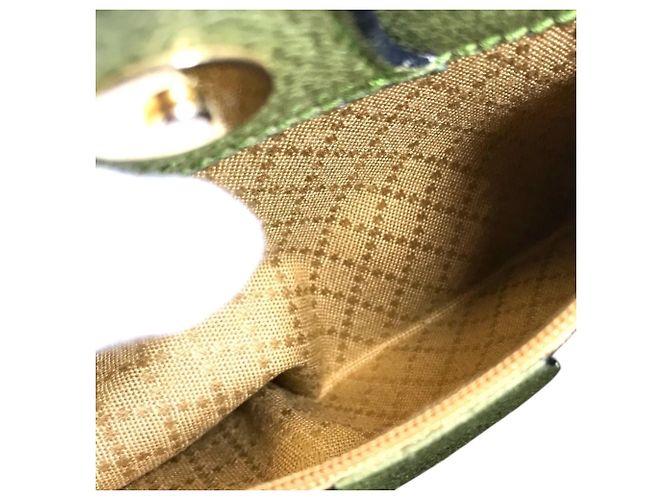 Borsa a spalla Gucci Vintage Bamboo in camoscio Verde - vista 15