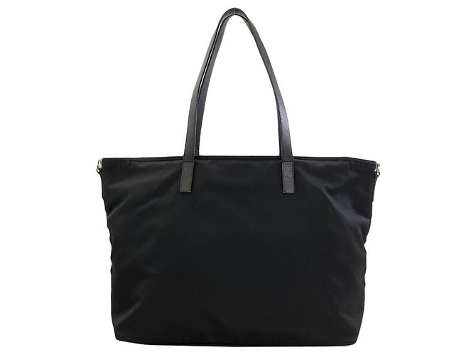 Tote Sac cabas Prada en nylon noir et rouge - vue 2