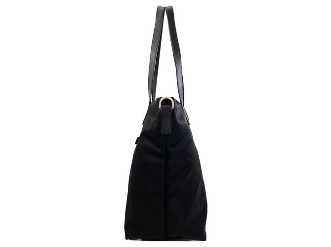 Tote Sac cabas Prada en nylon noir et rouge - vue 3