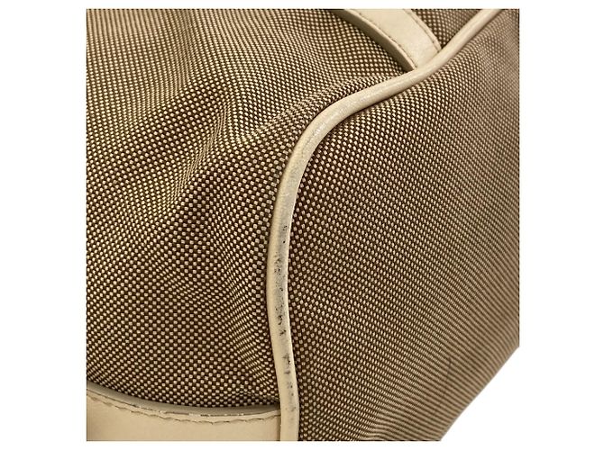Prada Logo Tote Bag in Canvas Brown Cream - view 14