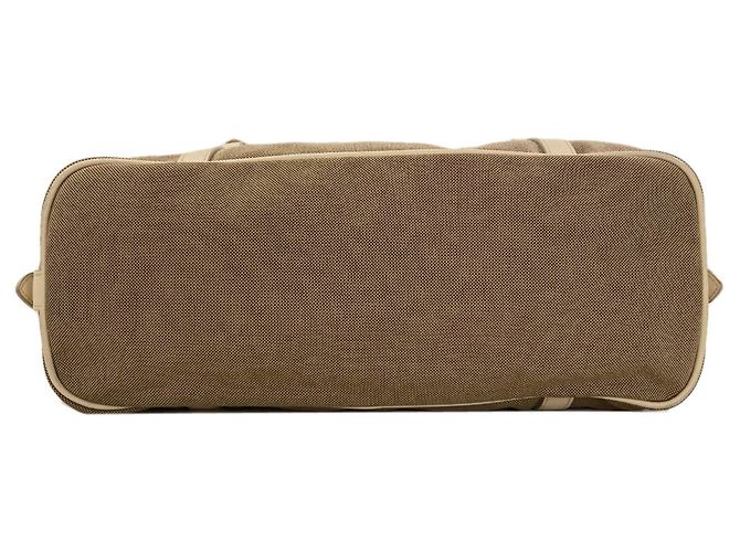 Prada Logo Tote Bag in Canvas Brown Cream - view 4