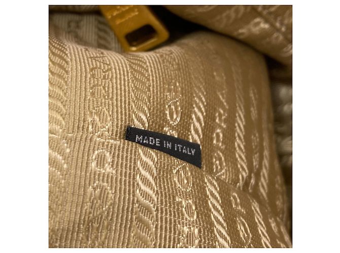 Prada Logo Tote Bag in Canvas Brown Cream - view 7